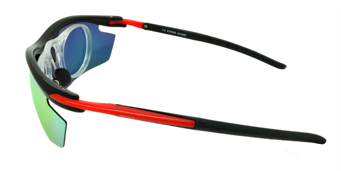 19222 Polarised Sunglasses Black/Red / Orange Mirror Lens