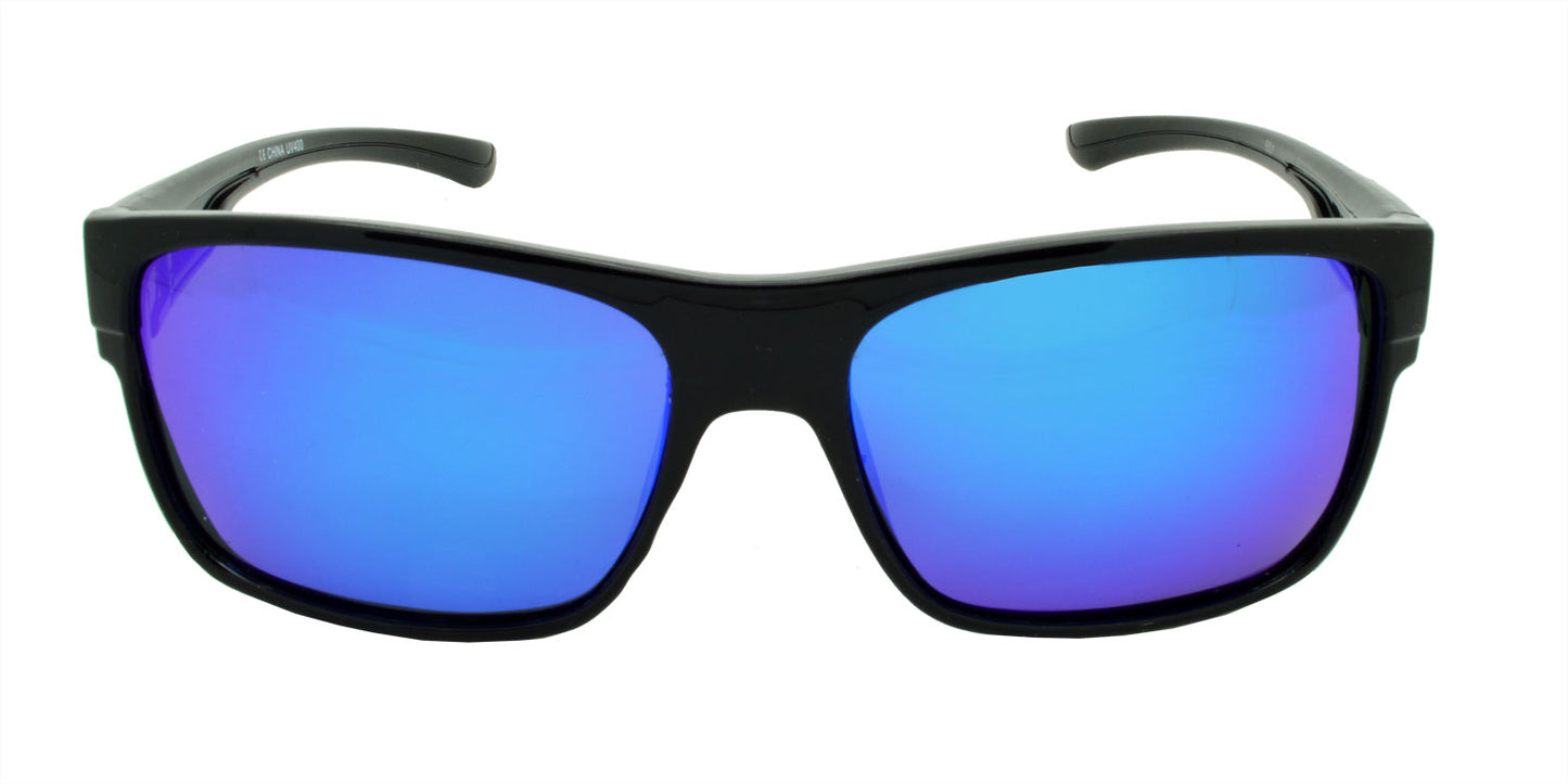 601 Polarised Sunglasses Gloss Black with Blue Mirror Lens