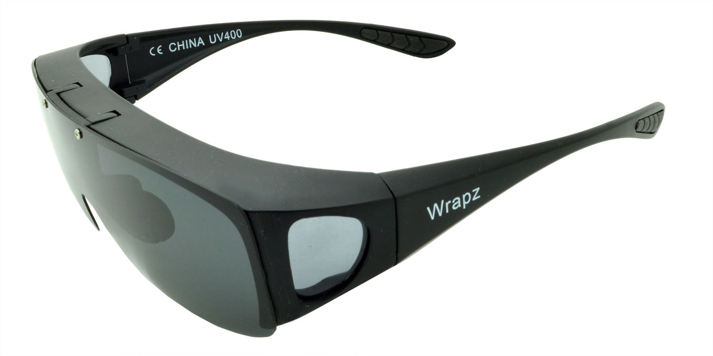 8118 Polarised Fit Over Sunglasses Matte Black Flip Up