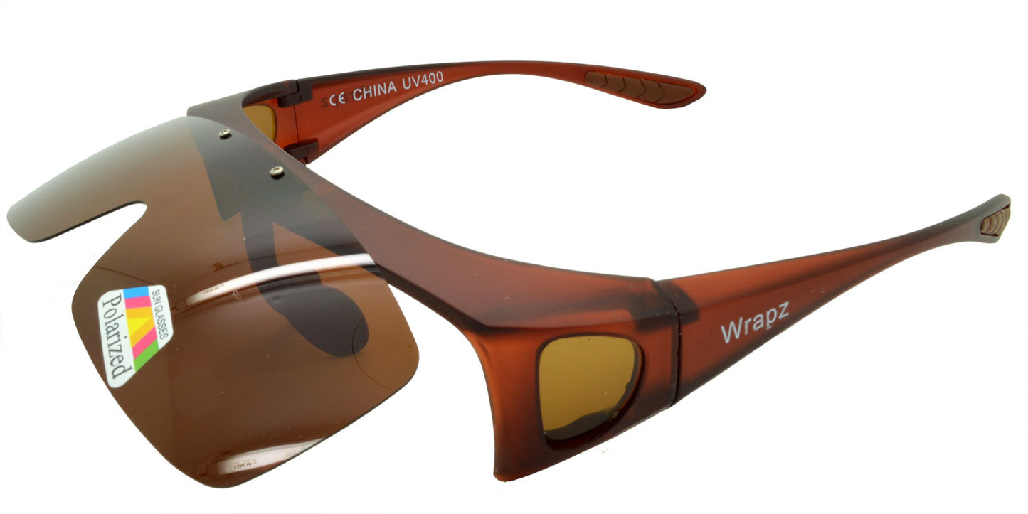 8118 Polarised Fit Over Sunglasses Matte Brown Flip Up