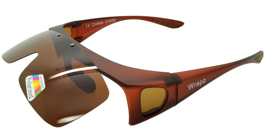 8118 Polarised Fit Over Sunglasses Matte Brown Flip Up