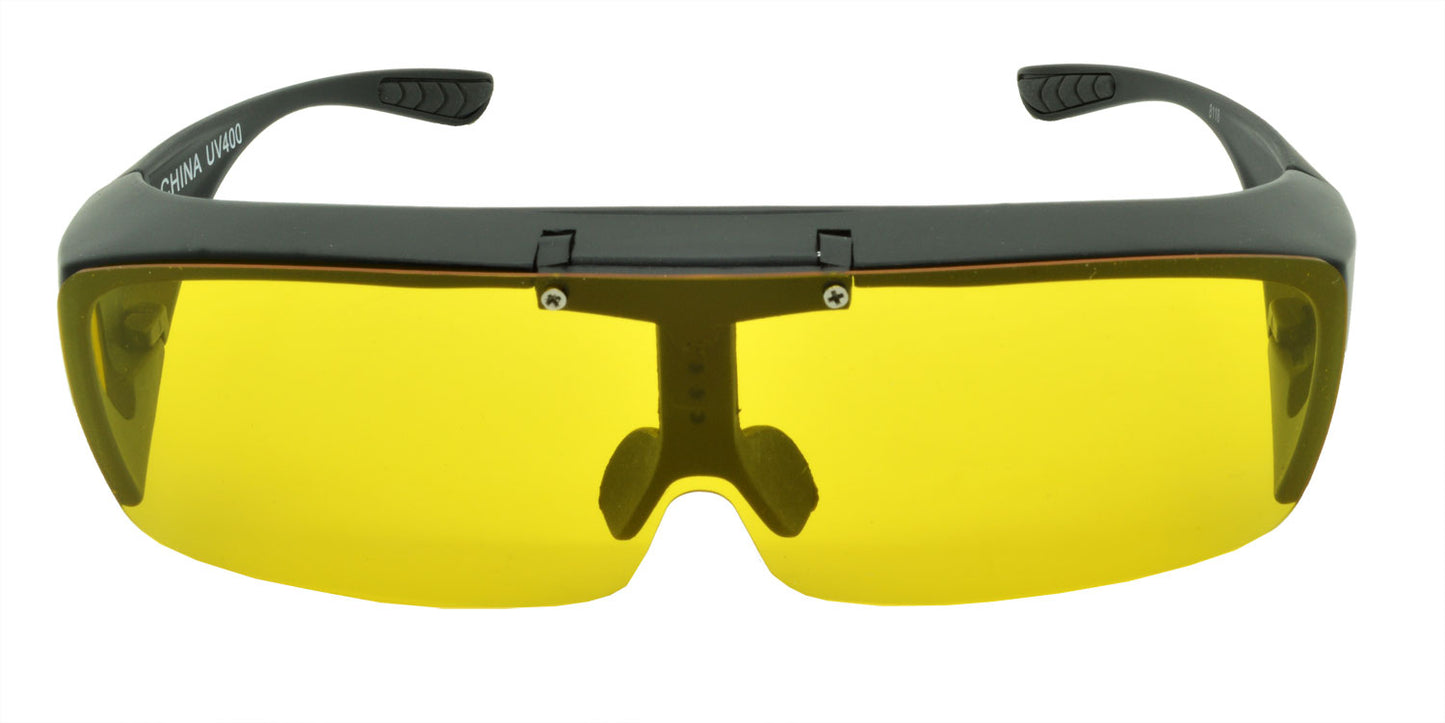 8118 Polarised Fit Over Sunglasses Matte Black with Yellow Low Light Lens