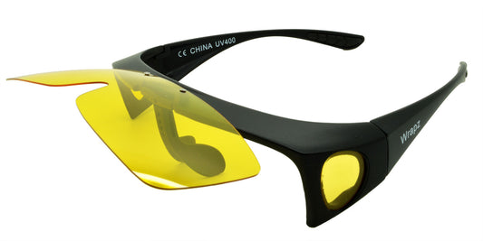 8118 Polarised Fit Over Sunglasses Matte Black with Yellow Low Light Lens