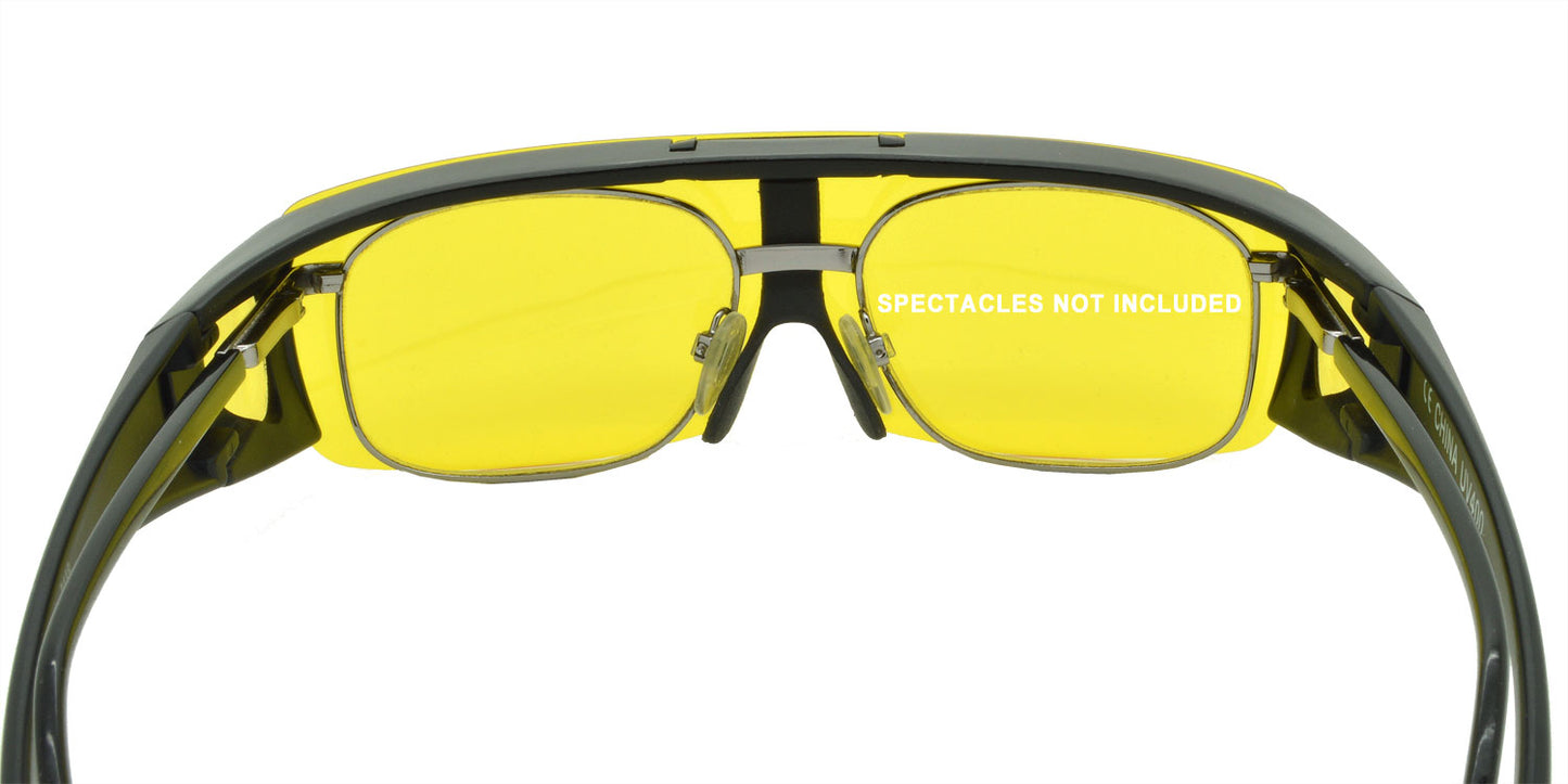 8118 Polarised Fit Over Sunglasses Matte Black with Yellow Low Light Lens