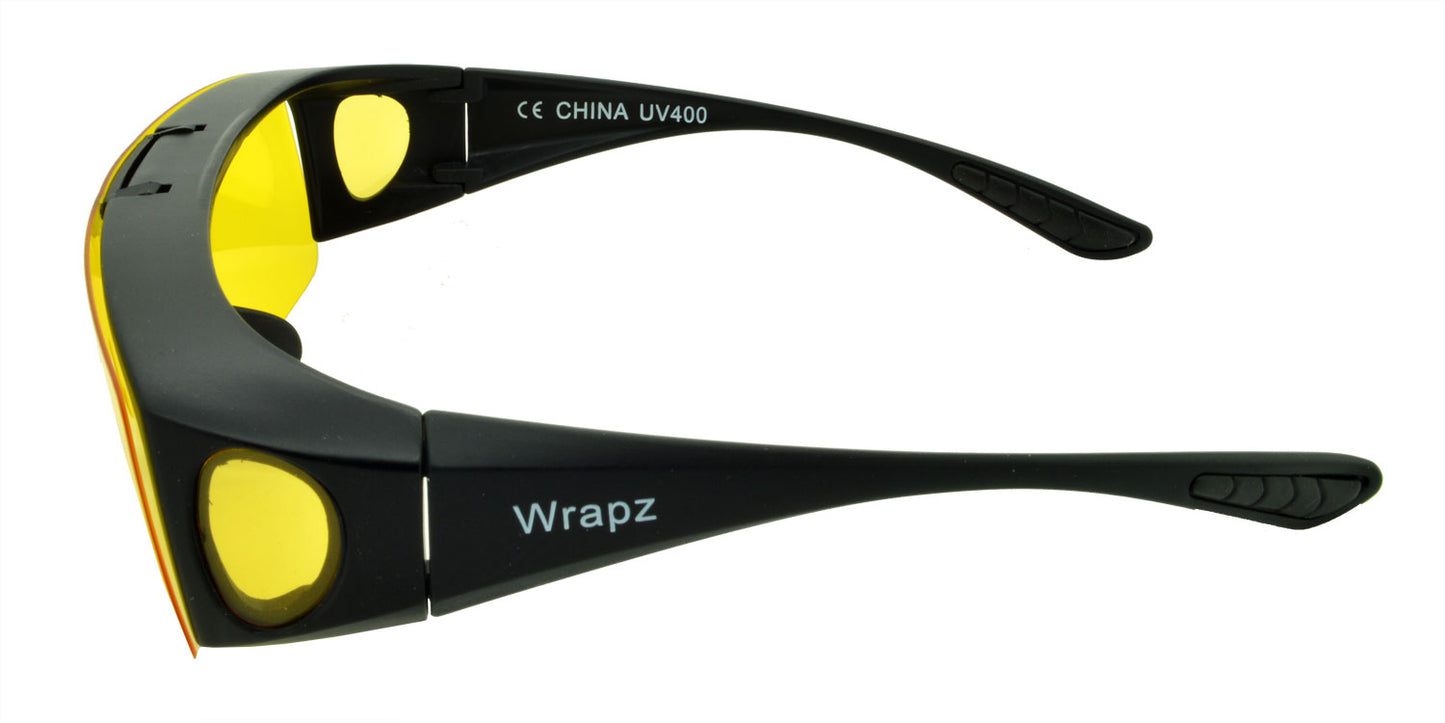 8118 Polarised Fit Over Sunglasses Matte Black with Yellow Low Light Lens