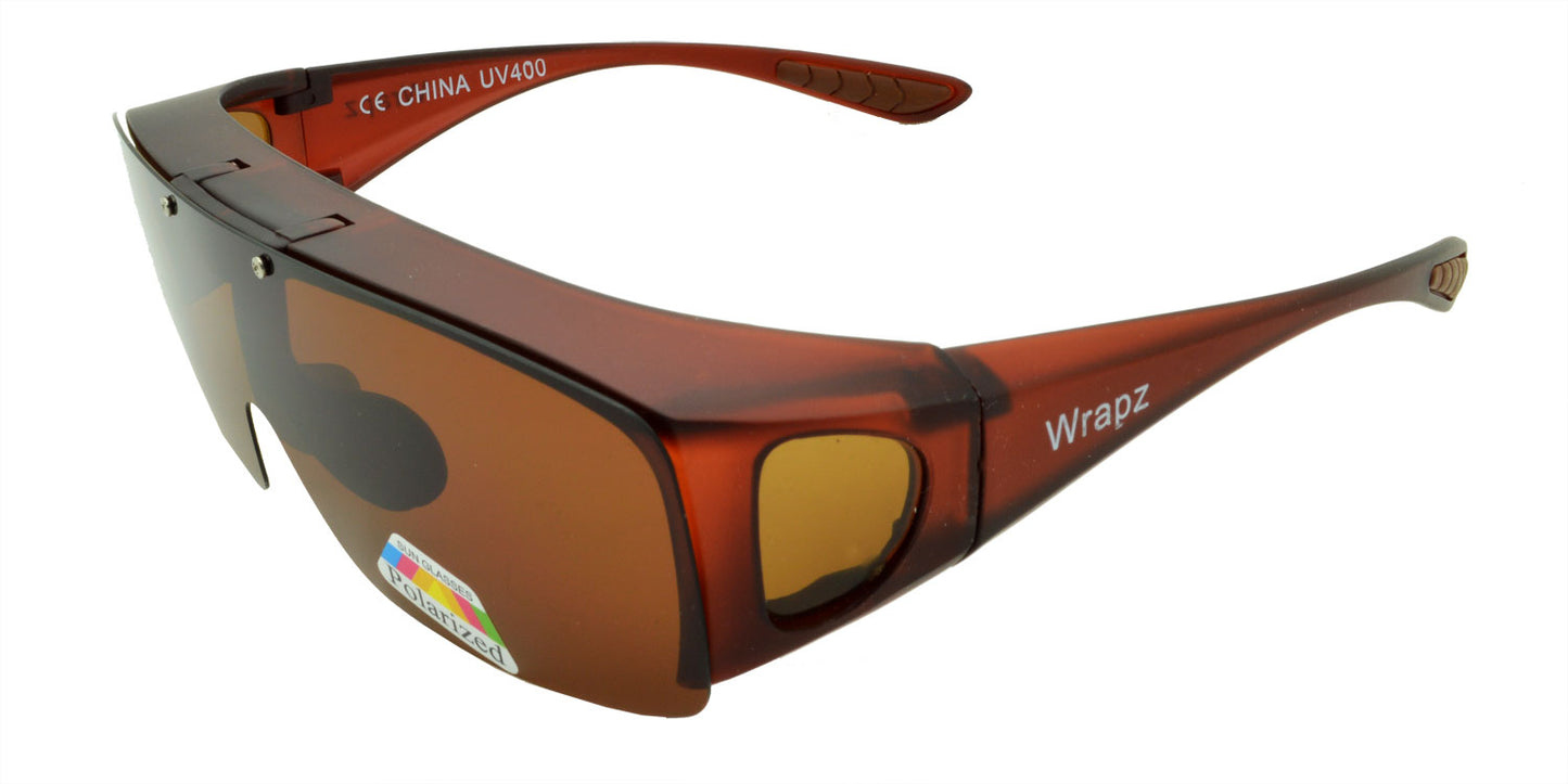 8118 Polarised Fit Over Sunglasses Matte Brown Flip Up