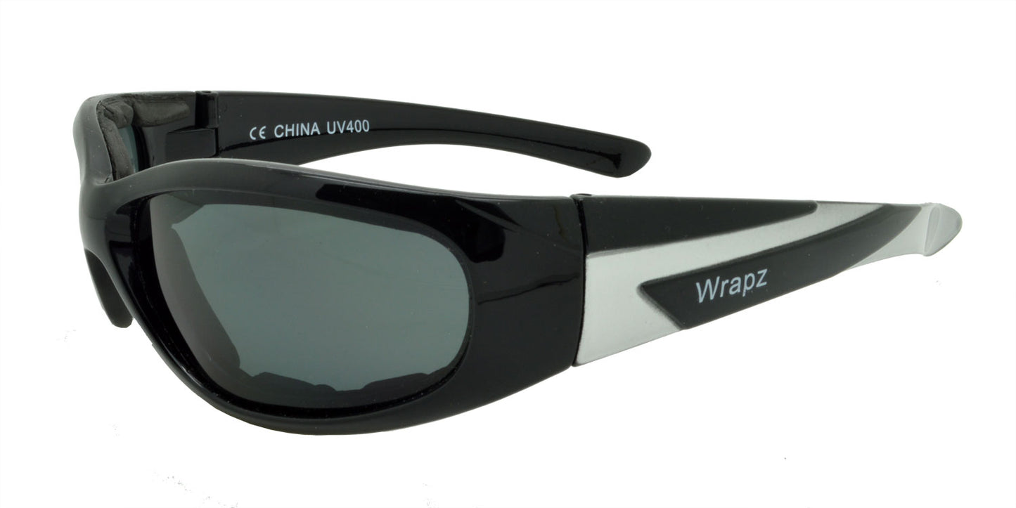 9051 Polarised Padded Cycling Sunglasses Gloss Black with Grey Lens