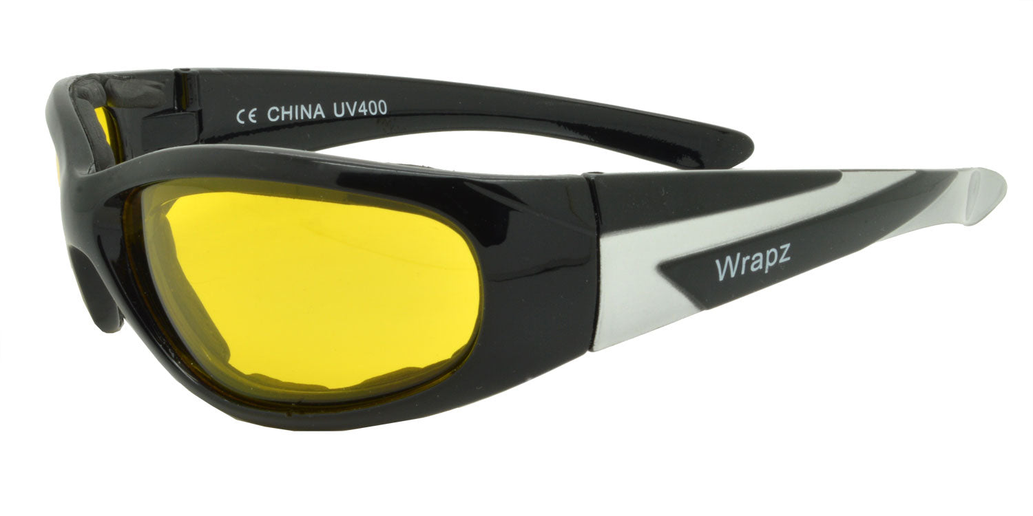 9051 Polarised Padded Cycling Sunglasses Gloss Black with Yellow
