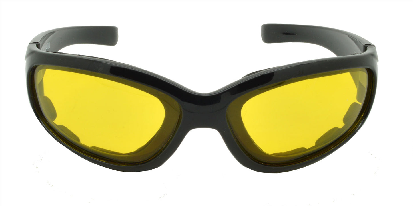 9051 Polarised Padded Cycling Sunglasses Gloss Black with Yellow Lens