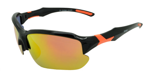 9301 Polarised Sunglasses Gloss Black with Orange Mirror Lens