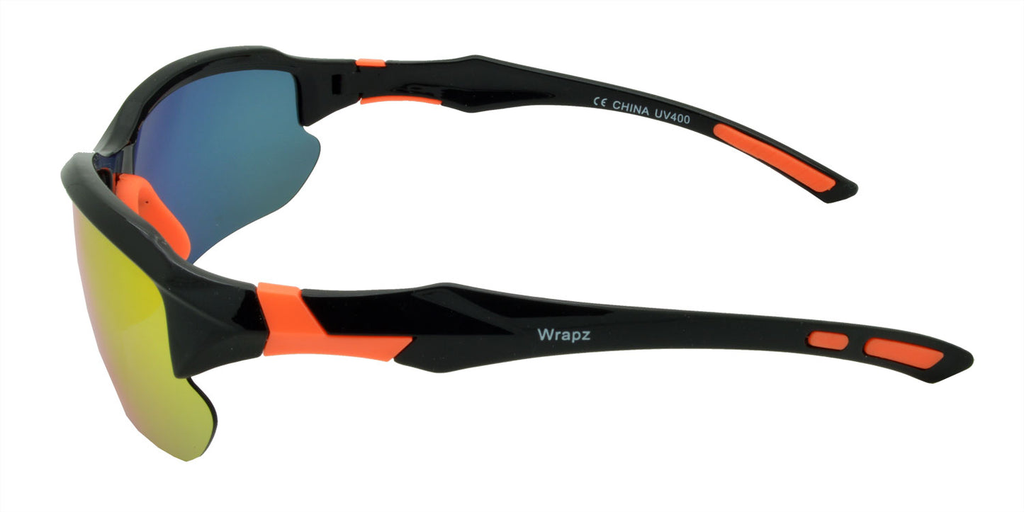 9301 Polarised Sunglasses Gloss Black with Orange Mirror Lens