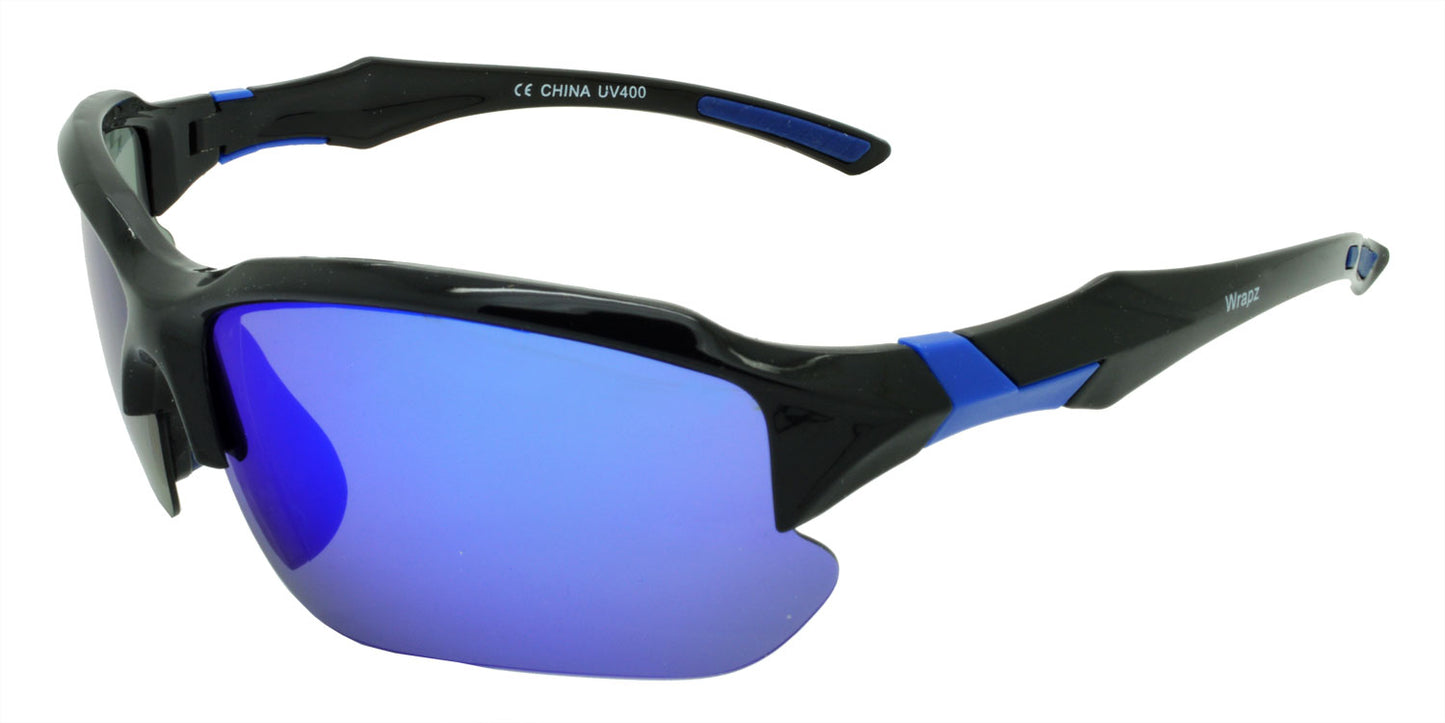 9301 Polarised Sunglasses Gloss Black with Blue Mirror Lens