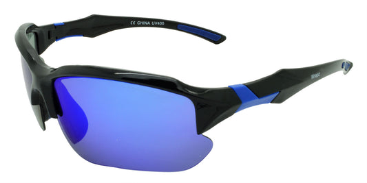 9301 Polarised Sunglasses Gloss Black with Blue Mirror Lens