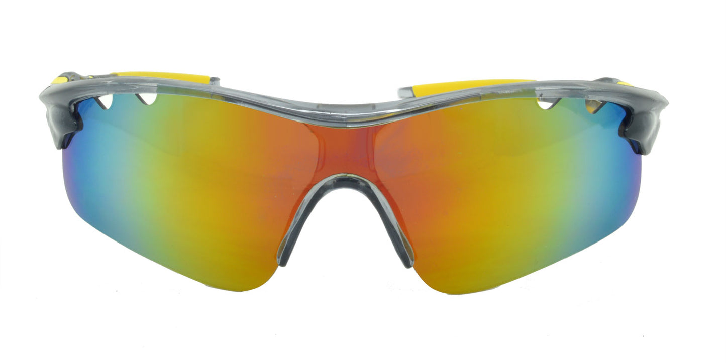 9302 Sunglasses Crystal Grey/Yellow with Sunburst Mirror Lens