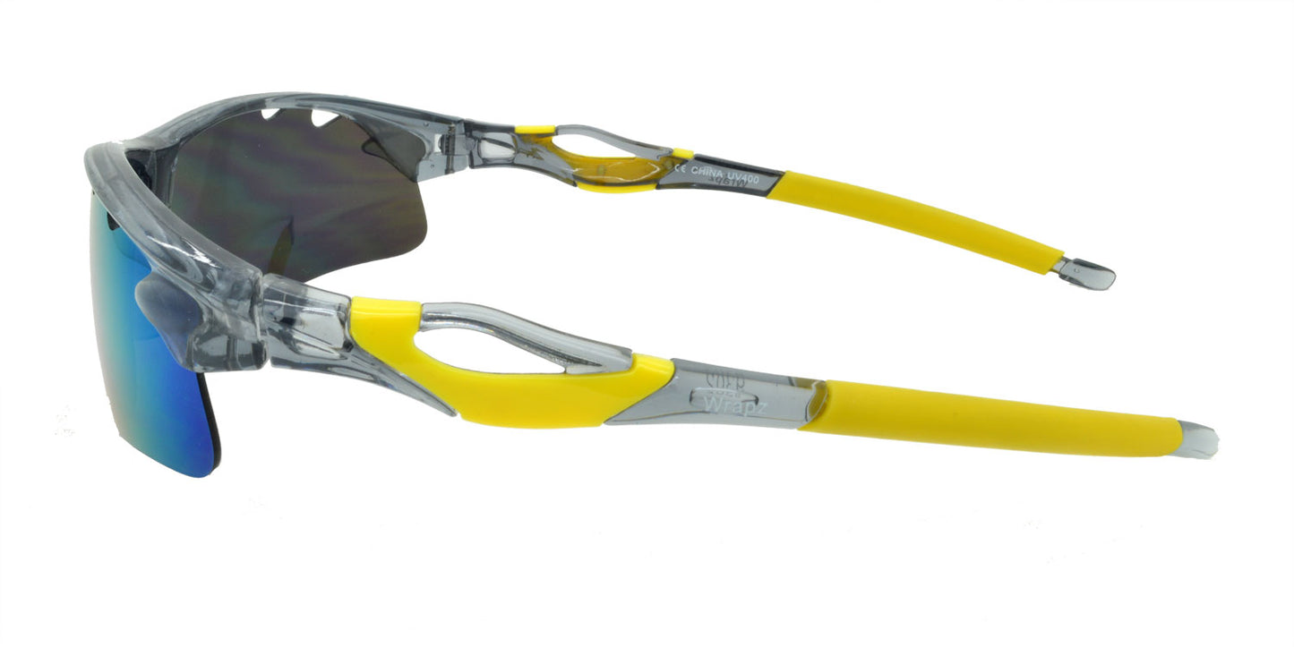 9302 Sunglasses Crystal Grey/Yellow with Sunburst Mirror Lens