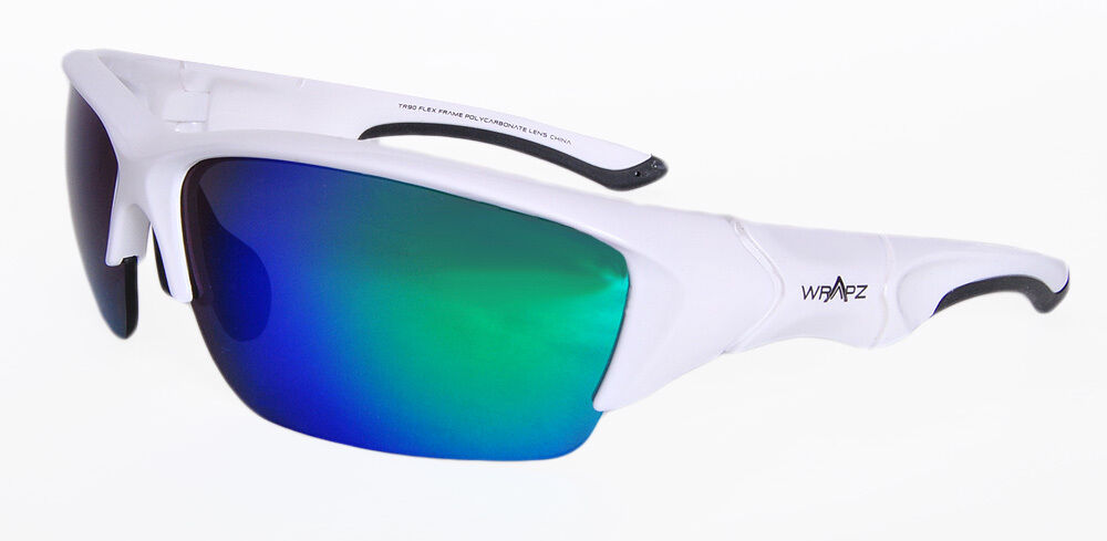 24000 Stormbird Sport Sunglasses Cricket & Golf White & Green Mirror Lens