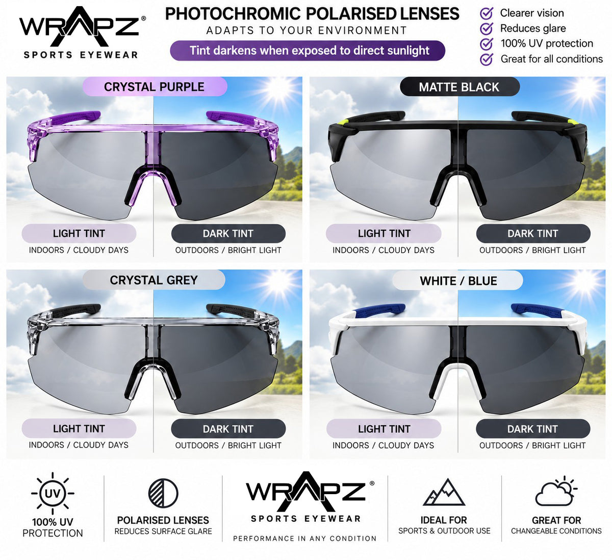 1058 Umpire - White Photochromic Polarised