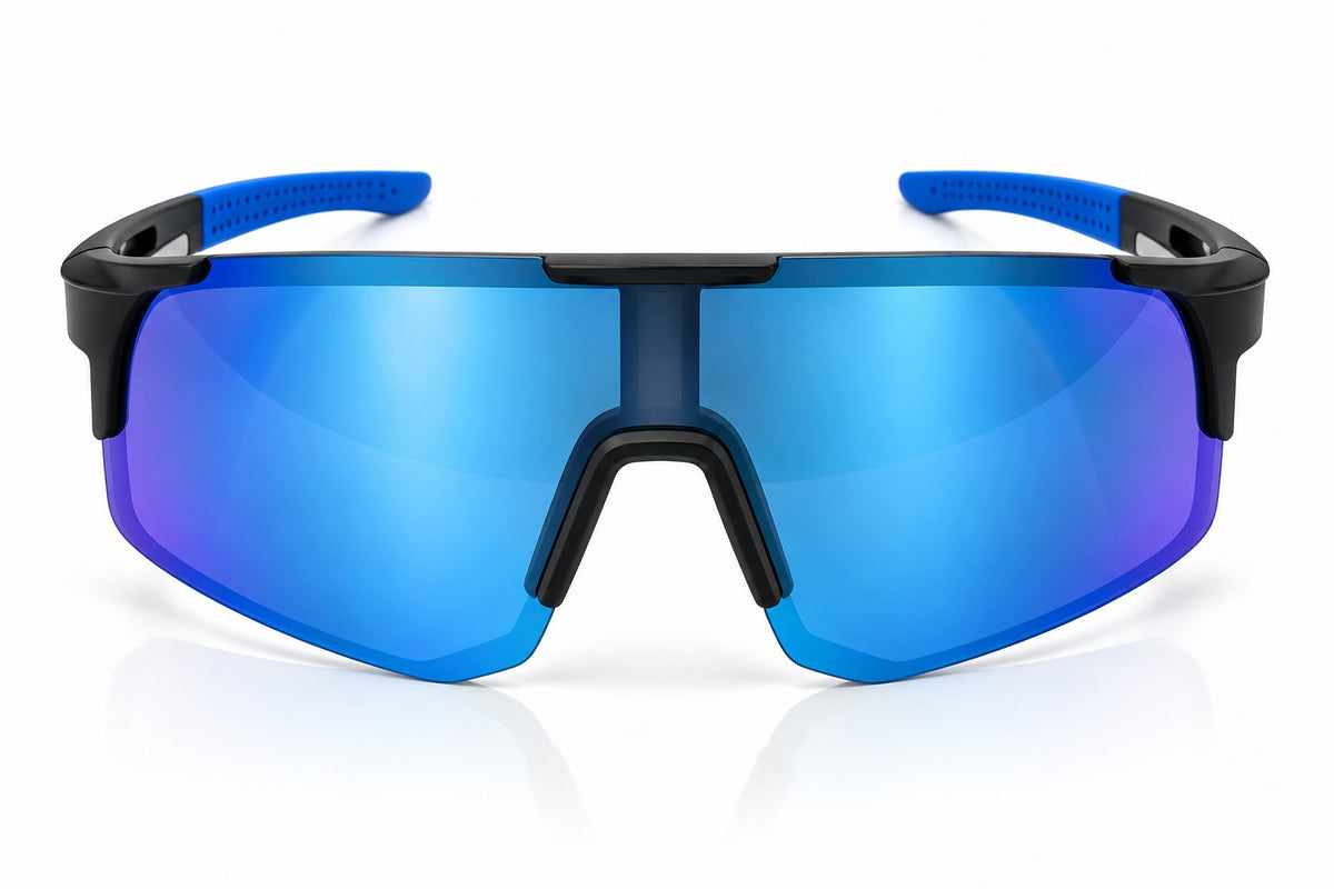 1071 Boundary -  Black with Blue Mirror Polarised Lens