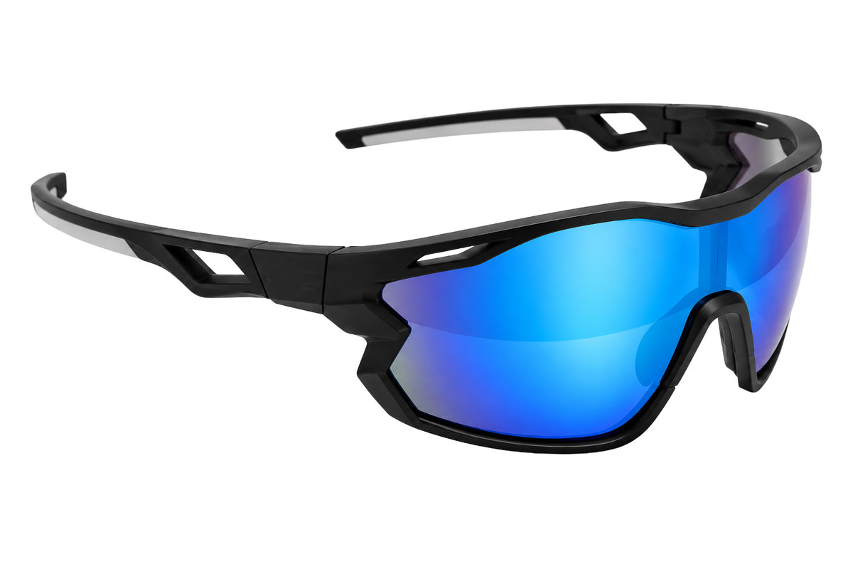 7501 Jaffa -  Black with Polarised Blue Mirror Lens