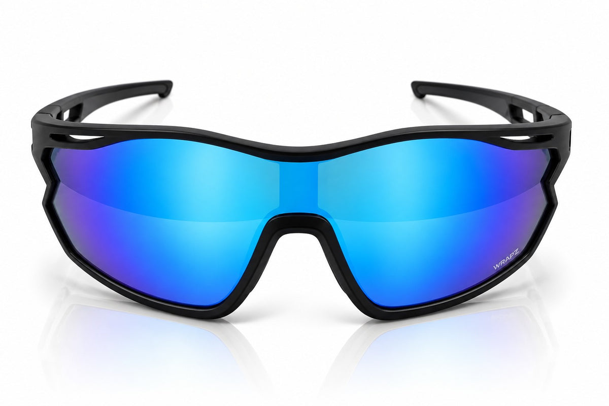 7501 Jaffa -  Black with Polarised Blue Mirror Lens
