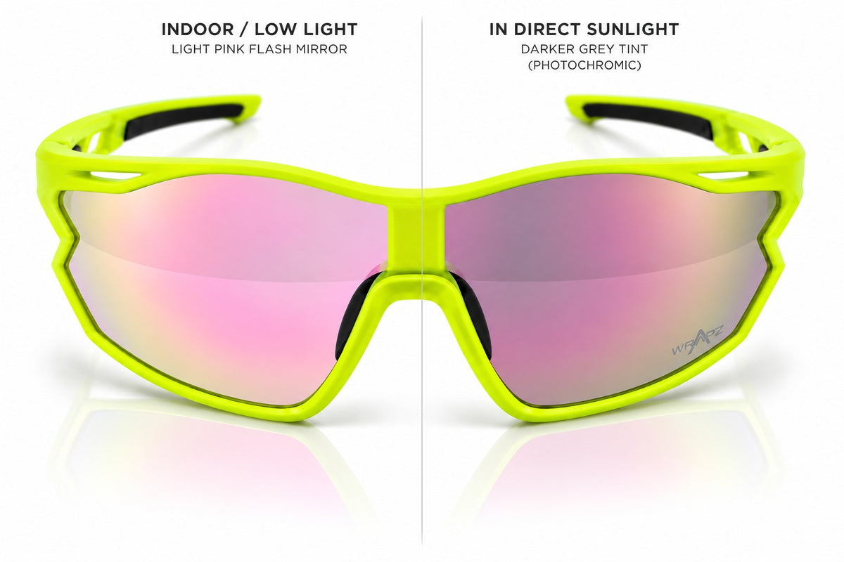 7501 Jaffa - Flourescent Green with Photochromic Transition Mirror Lens