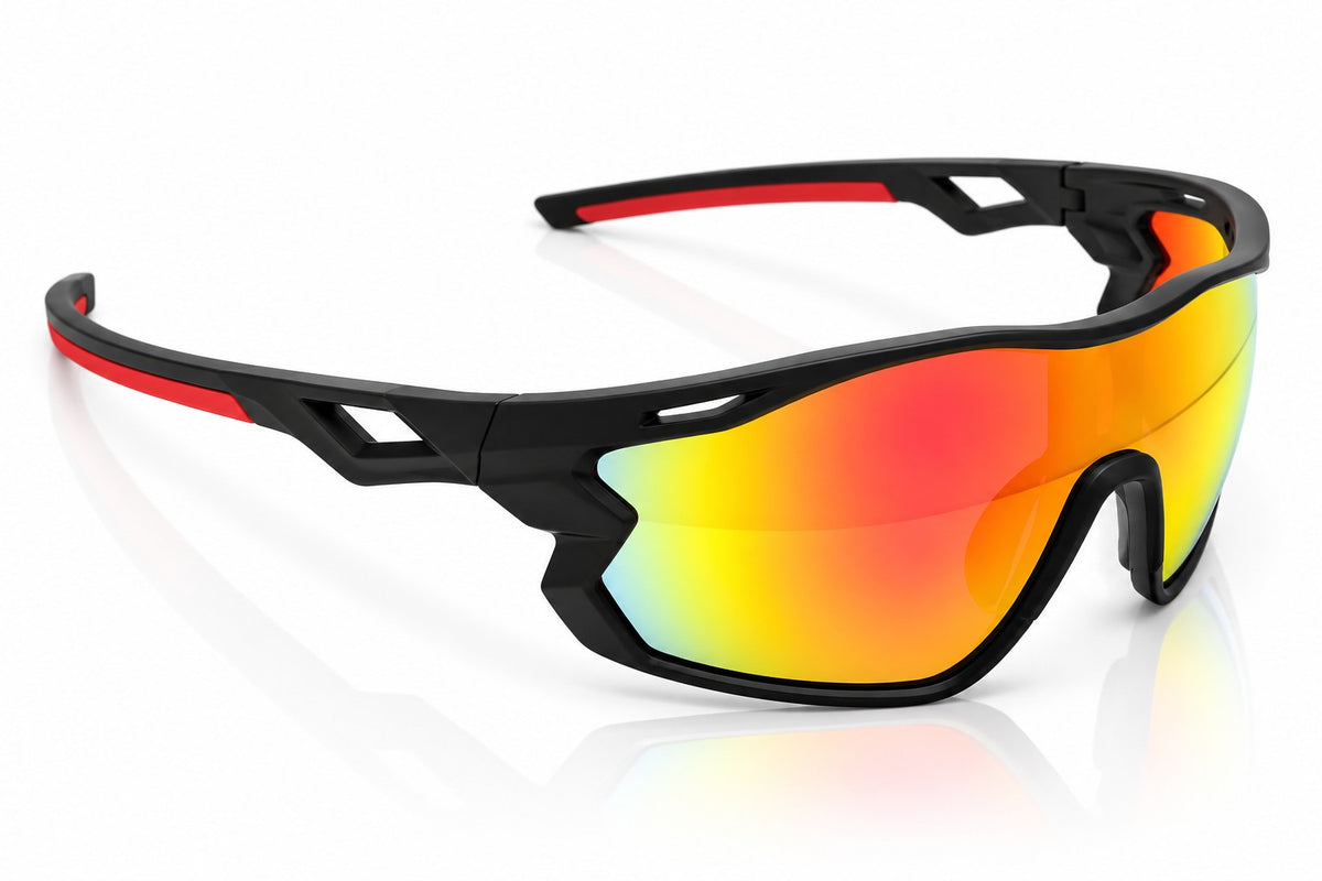 7501 Jaffa -  Black with Polarised Red Mirror Lens