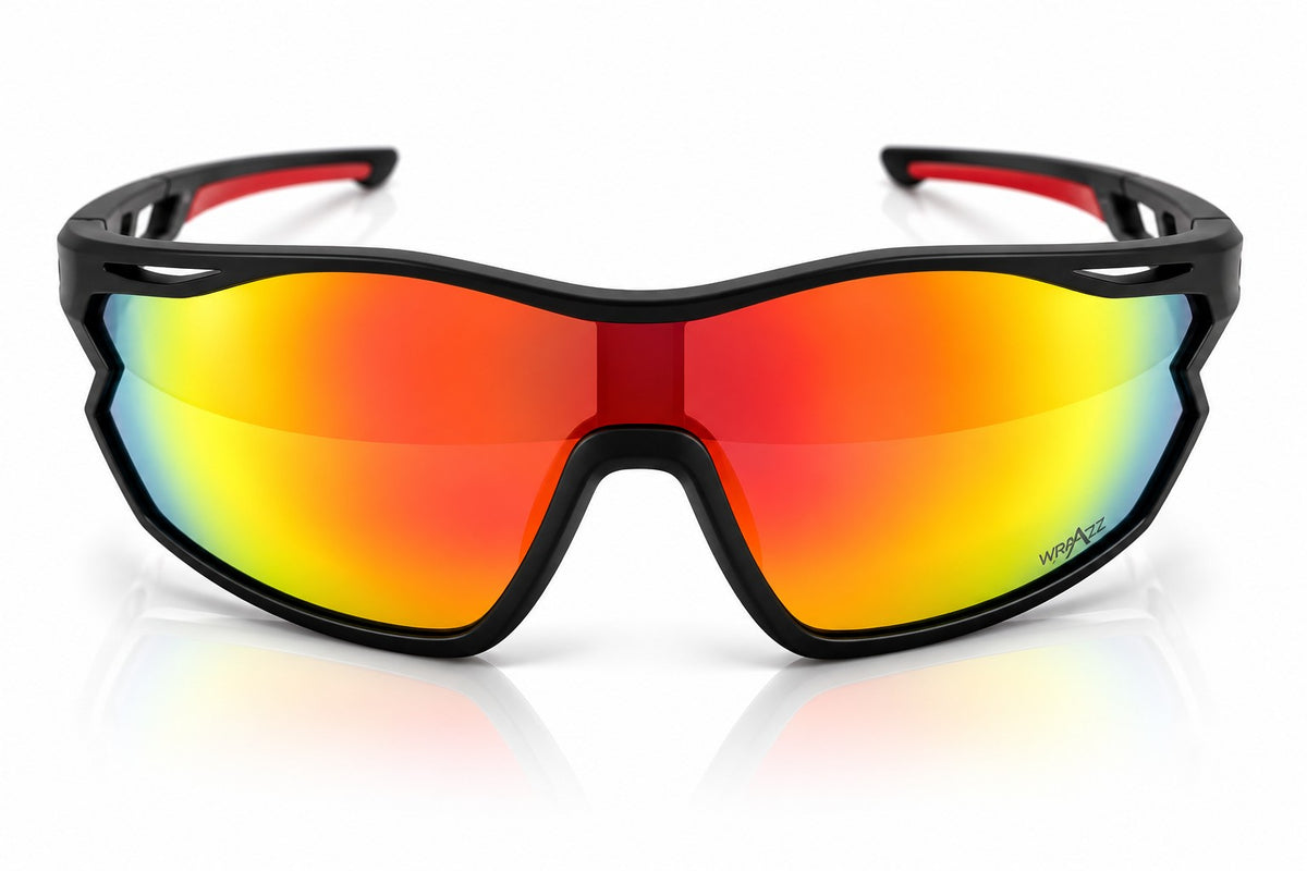 7501 Jaffa -  Black with Polarised Red Mirror Lens