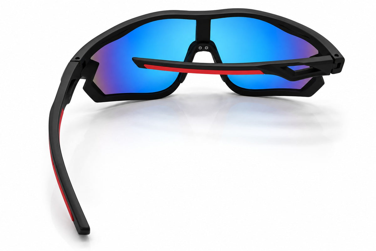 7501 Jaffa -  Black with Polarised Red Mirror Lens