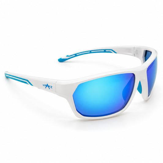 Stripe Gloss White/Turquoise - Ice Blue Mirror Lens Polarised