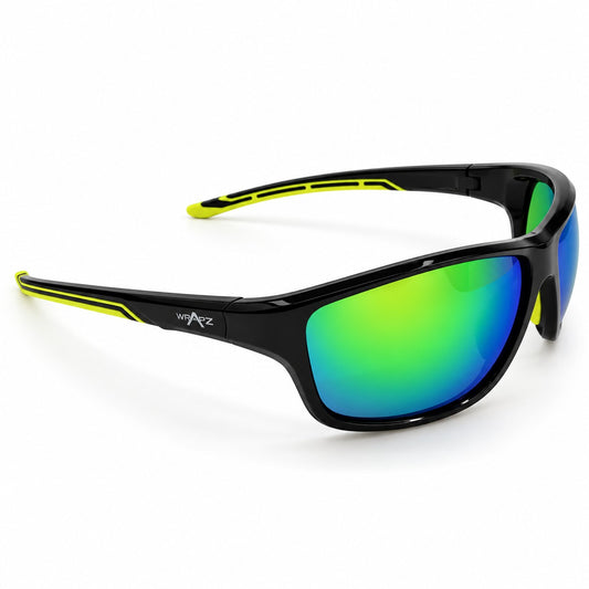 Stripe Gloss Black/Yellow - Lime Yellow Mirror Lens Polarised