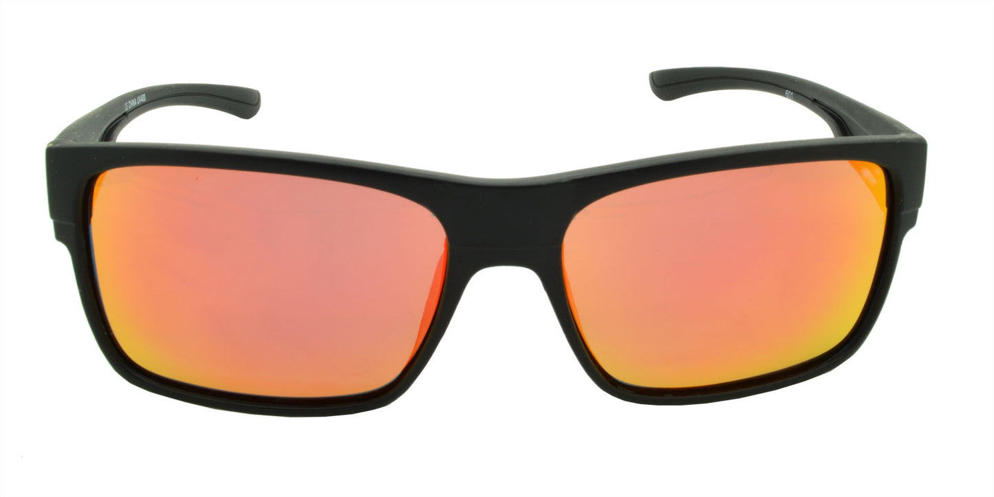 601 Polarised Sunglasses Matte Black with Red Mirror Lens