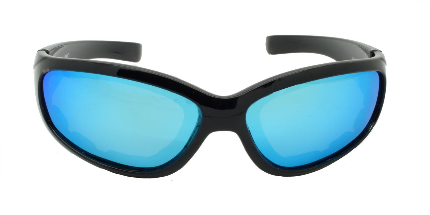9051 Polarised Padded Cycling Sunglasses Gloss Black/Blue with Blue Mirror