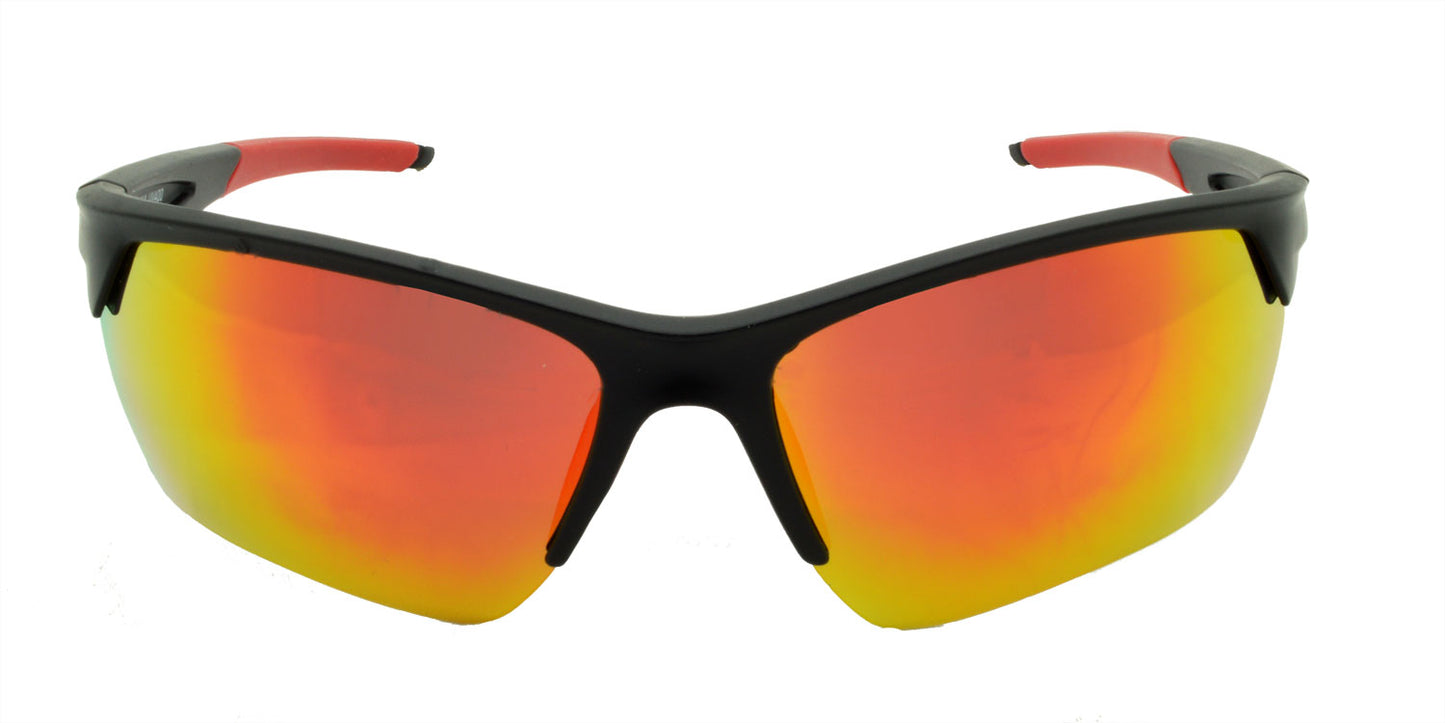 8120 Polarised Sunglasses Matte Black with Red Mirror Lens