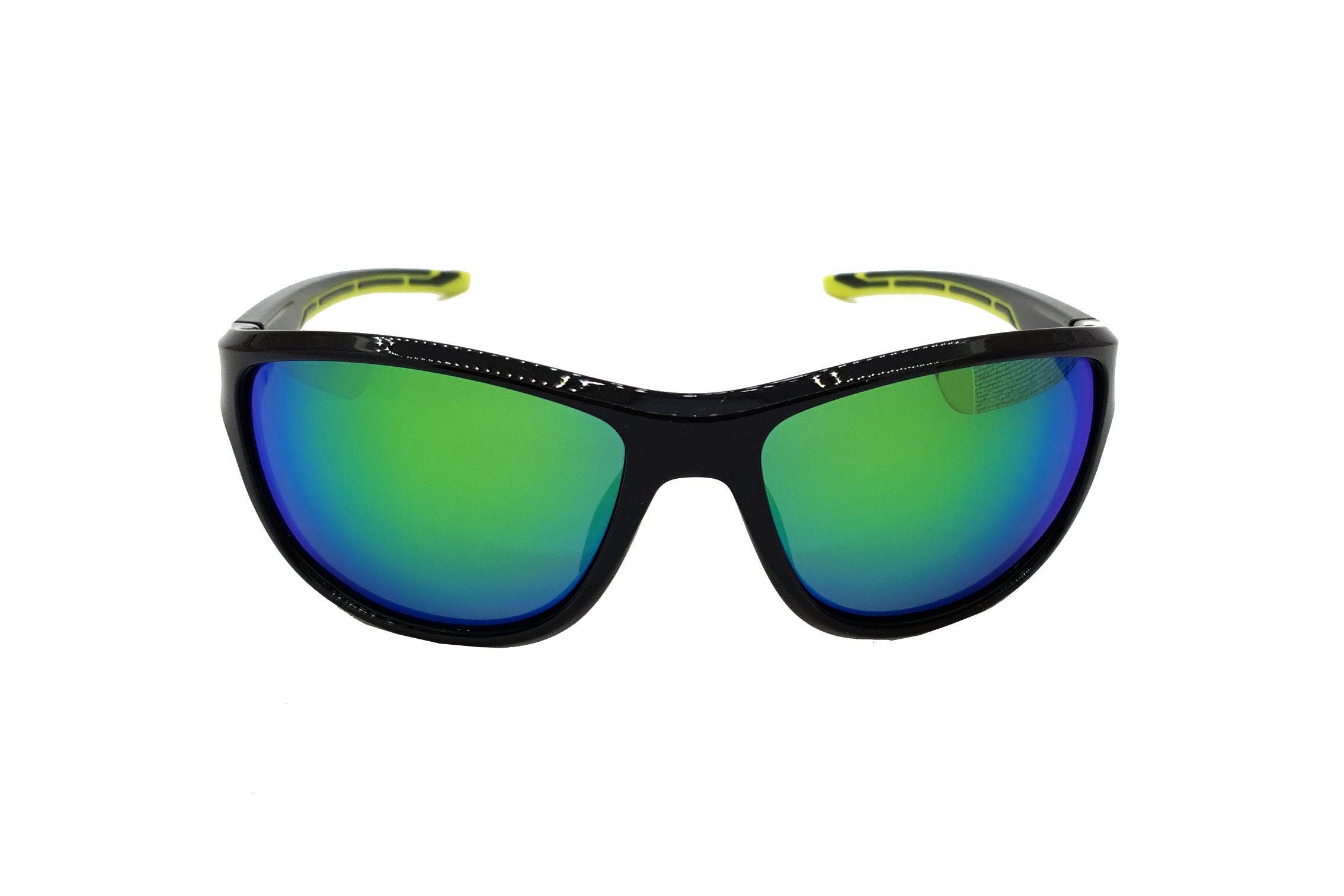 Stripe Gloss Black Yellow Lime Yellow Mirror Lens Polarised Wrapz Eyewear